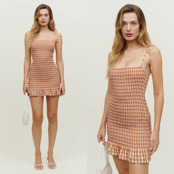 NEW Reformation Gemini Smocked Mini Dress Size Medium Summer Women's - Picture 1 of 7